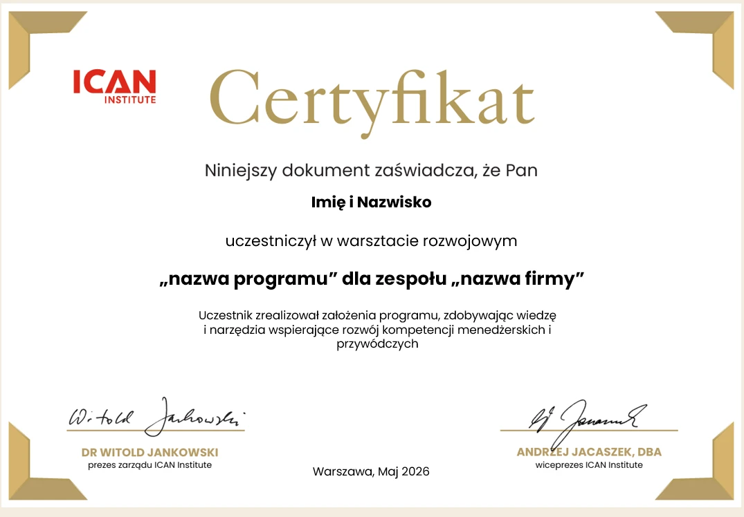 Certyfikat ICAN Strategic Foresight Masterclass